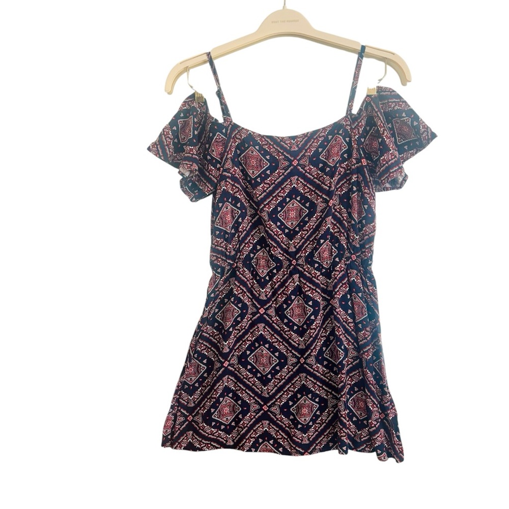 Boho Cold-Shoulder Women’s Dress in Navy & Red ⭐️SALE 2/$40